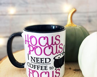 hocus pocus mug, i need coffee mug, Halloween mug, Halloween coffee mug, Halloween witch mug, witch mug, Halloween, cauldron mug