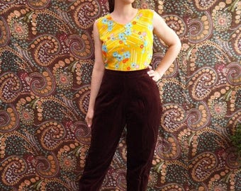On Sale 80s 90s Laura Ashley Trousers • Vintage brown velevt velours trousers pants • High Waist straight leg Trousers • medium