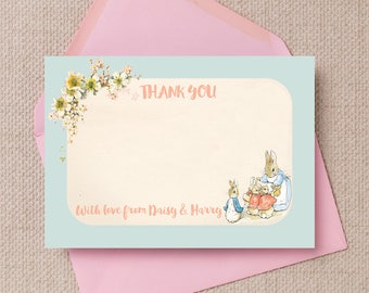 Personalised Flopsy Bunnies Beatrix Potter Kids Thank You Note Cards