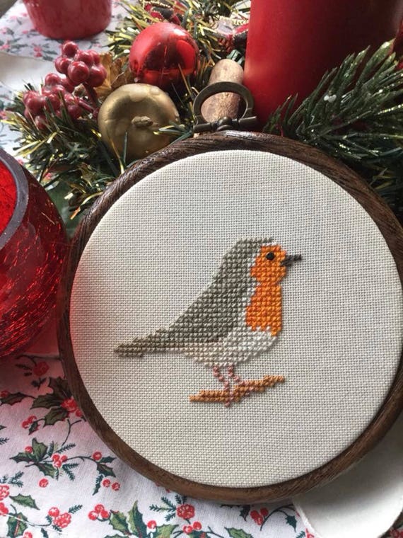 Cross stitch Robin pattern. Cross stitch bird. robin cross