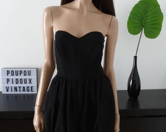 Robe vintage bustier noire ALOUETTE taille 36 - uk 8 - us 4