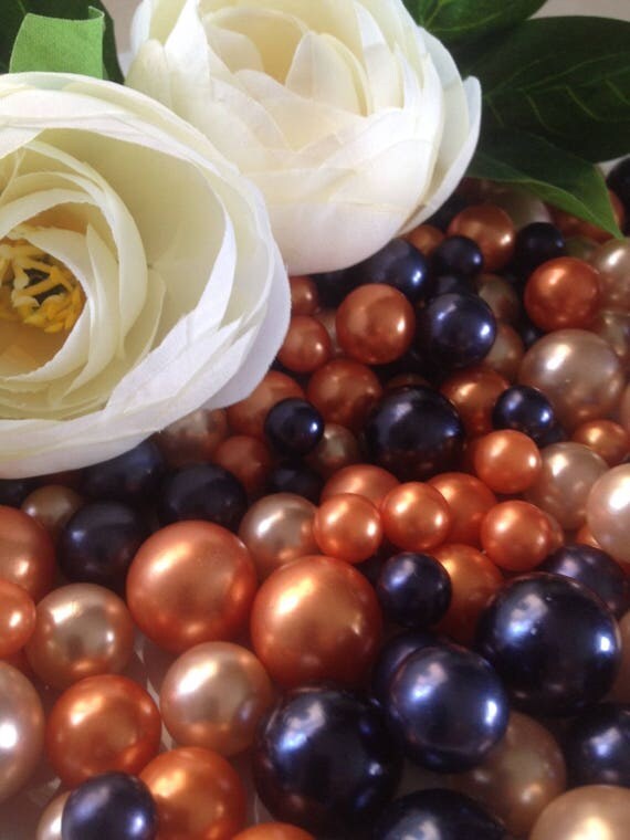 90pc Navy Blue/Coral/Light Coral No Hole Pearls Vase Fillers