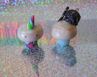 Large clay cupcakes- ice cream and rainbow unicorn