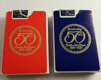 Delta Airlines "Celebrating 50 Years" Playing Cards - 2 Decks Red & Blue