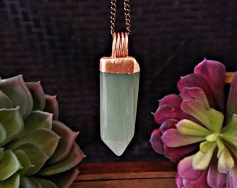 Copper Electroformed Aventurine Crystal Necklace