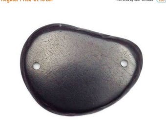 SALE 15% OFF 1 Tagua slice, medium thick, black, two holes, 35-48 mm, 1 piece, Tagua bead, Tagua pendant, pendant, Pearl oval pendant, natur