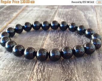 ON SALE Black Tourmaline Bracelet | Schorl Bracelet | Reiki Healing | Crystal Energy | Chakra Bracelet | Beaded Bracelet | Metaphysical