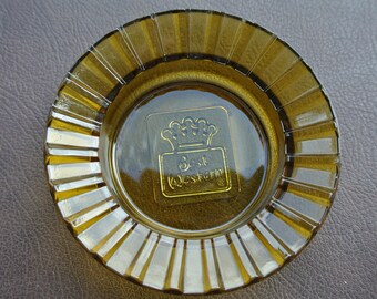 Vintage Ashtray, Retro Motel Ashtray, Amber Glass Ashtray, Round Glass Ashtray, Best Western Ashtray