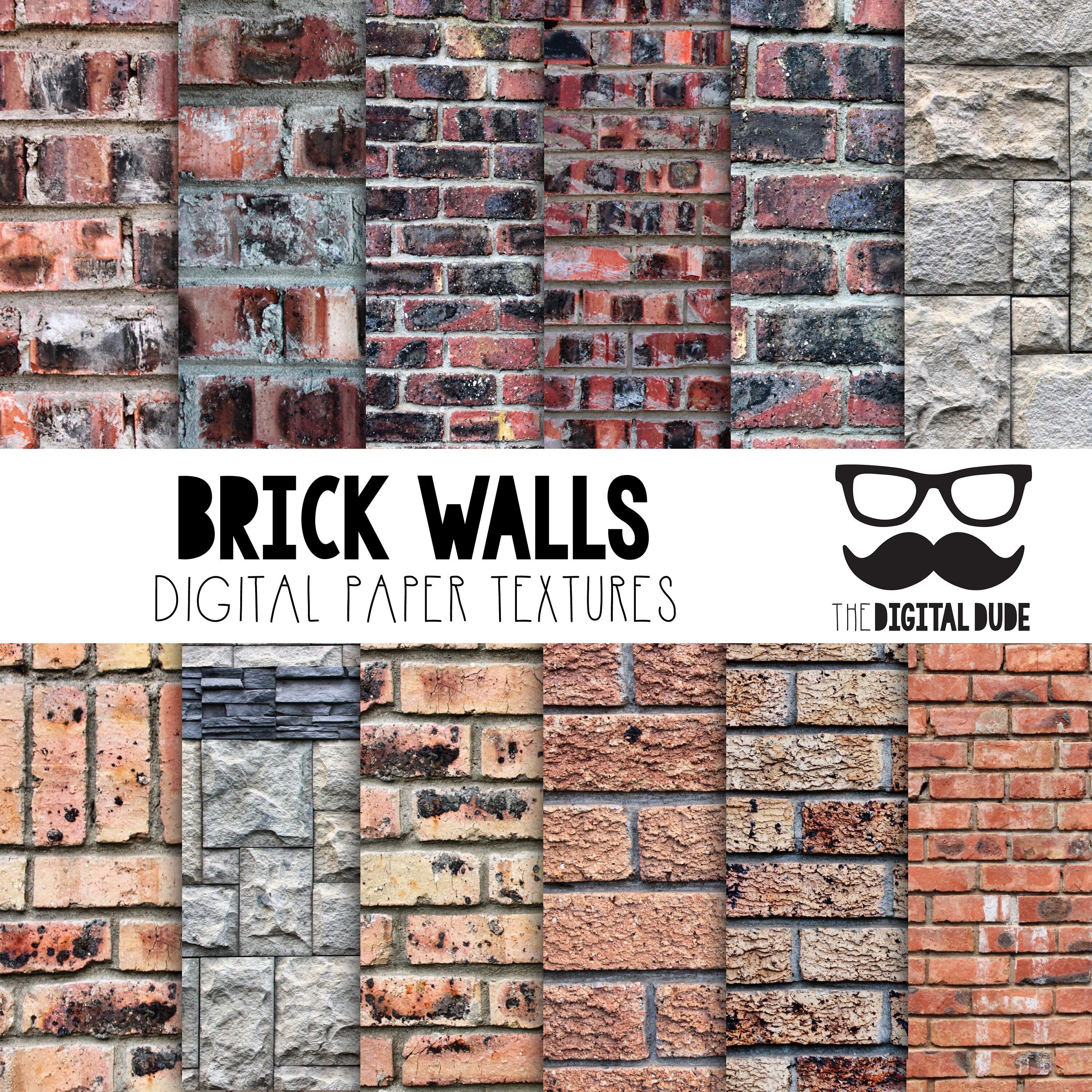 Premium Digital Paper Set Brick Wall Textures Scrapbook