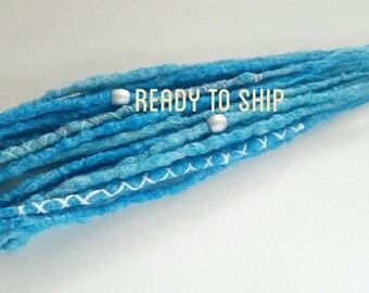 10 DE synthetic dreads double ended dreads // dreadlock extensions // ready to ship // dreads // blue turquoise dreadlocks // fake dreads