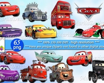65 Cars Clipart - 65 PNG, 300 Dpi, Cars png, Cars clip art, Cars Instant download,Cars transparent, Disney Cars,McQueen Clipart - ONLY FILES