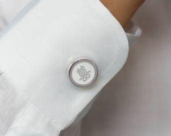 Double Happiness Button Cover Cufflinks, Shuang Xi Button Cover Cufflinks