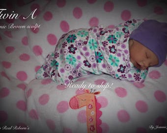 Reborn baby, Twin A , Bonnie Brown sculpt, COA , dewy skin, comes with extras, ready to ship