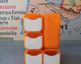 ON SALE VINTAGE Desk Organizer made of orange plastic in 70s . Small !