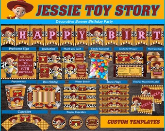 Jessie Toy Story printable party kit, Jessie Cowgirl Party Birthday package, Jessie Cowgirl themed party kit, Party package Jessie Cowgirl.