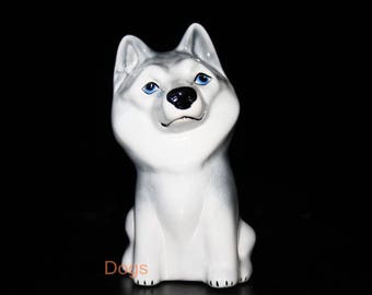 Husky - Funny Pawls series, dog ceramic figurine handmade statuette