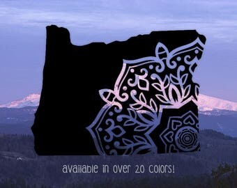Oregon Decal, Oregon Mandala Decal, Mandala Decals, State Mandala Decals, Oregon Sticker, Decals for Cars, Decals for YETI cups, State Decal