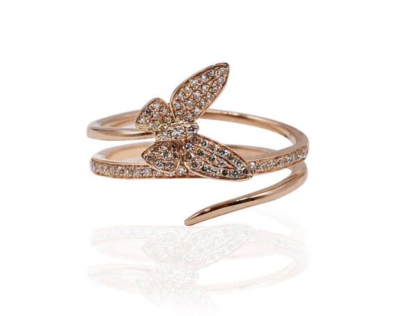 14K Red Gold Genuine Diamond Fashion Ring 0.24ct