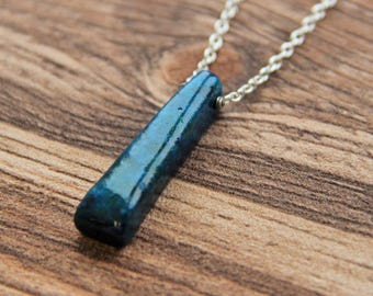 Azurite necklace on a chain, third eye chakra, protective energy stone