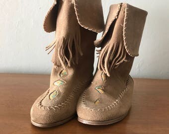 Vintage Suede Moccasin Boots - Sz 6.5