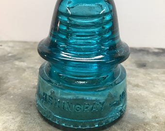 Vintage Hemingrey #19 Blue Glass Insulator