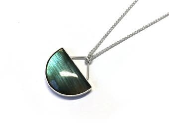 Semi Circle Labradorite Gemstone Pendant
