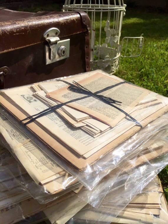 Vintage Scrapbooking Paper - Vintage Book Pages / Old Dictionary Pages / Old Book Pages / Vintage Paper Pack / Paper Crafters Gift Idea