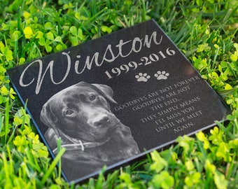 Personalized Memorial Stone For Dog or Cat - Laser Engraved Customized Garden Stone for Pet - Headstone for Pet Loss Free Customization #GR1