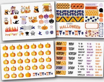 Halloween Sticker Set, Holiday Stickers, Halloween Stickers, Decorative Stickers, Pumpkin Planner Stickers, Halloween Planner Stickers