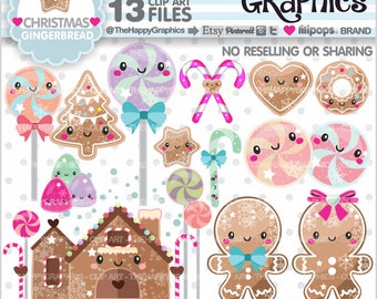 Gingerbread Clipart, 80%OFF, Gingerbread Graphics, COMMERCIAL USE, Gingerbread Party, Planner Accessories, Christmas Clipart