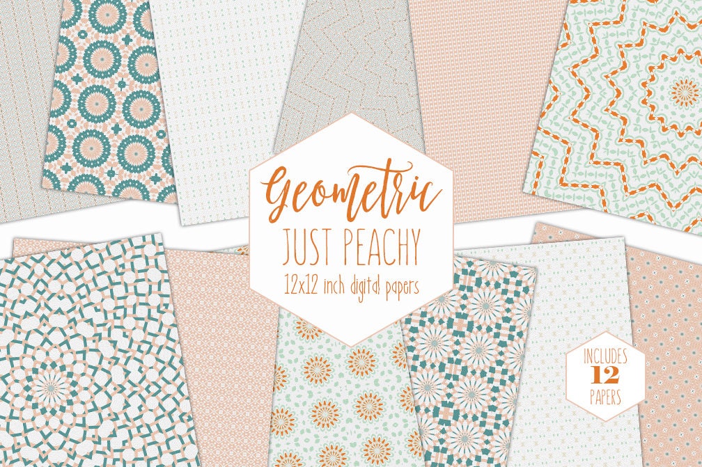 Download MINT & PEACH Digital Paper Pack Bohemian Backgrounds Boho ...