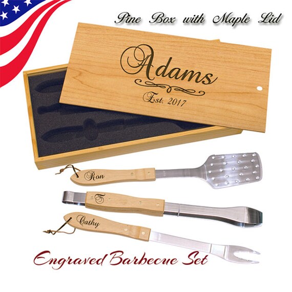 BBQ Set Grill Set Personalized BBQ Barbecue Set Engraved