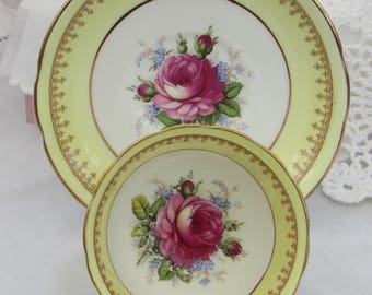 Hammersely, Tea Cup and Saucer, Yellow Tea Cup, Floral Teacup, Fine Bone China, Made in England