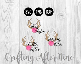 Big Sister SVG File, Little Sister, Middle Sister Siblings Cutting File, Big Sister PNG Image, Cutting Files for Cricut or Cameo, Silhouette