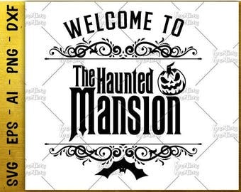 Welcome to SVG Vintage frame Haunted Mansion svg scary pumpkin cut cutting files Cricut Silhouette Instant Download vector SVG png eps dxf