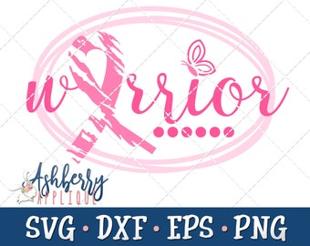 Breast Cancer Warrior SVG/DXF Cut File - Instant Download - Vector Clipart - Iron On Shirt Decal - Cricut - Silhouette - Cancer Awareness