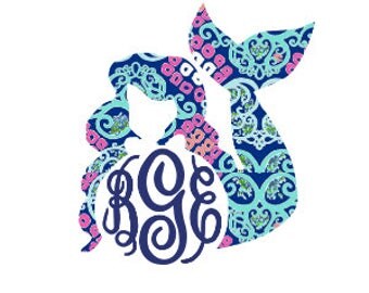 Mermaid Decal - Car Decal - Yeti Decal - Mermaid Car Decal - Mermaid Monogram - Mermaid Sticker - Mermaid Yeti Decal