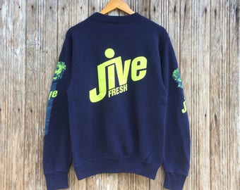 Rare!! Vintage Fresh Jive Sweatshirt Jumper Pullover Nice Design Logo Fresh Jive On Sleeve Medium size