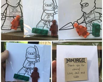 Ninjago FAVOR Coloring Page // Crayon Coloring Page // Ninjago Favors // Ninjago Birthday // Ninja Crayons // Personalized Party Favors