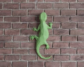 3D Papercraft DIY Kit Lowpoly Salamandra, PDF Papercrafting Kids Gift, Wall Decor Paper Sculpture, Wall Mount Paper Animal, Digital Download