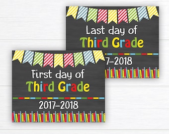 Back to School Sign, School Sign Prop, First Day of Third Grade Sign, Chalkboard Sign, First Day of School, 3rd Grade, Instant Download
