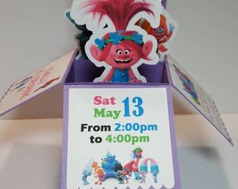 Trolls Invitation, Trolls Birthday Party Invitation, Trolls Birthday, Trolls Invite, Handmade invite, Trolls party supplies,