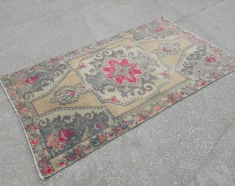 51"×90" Vintage Rug Oushak Rugs Area Rug Anatolian Rug Turkish Rug Rustic Rug Handmade Rug Pink Rugs Home living, Floor Rugs Rugs Rug