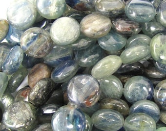 10mm dark blue kyanite coin beads 15.5" strand 35299