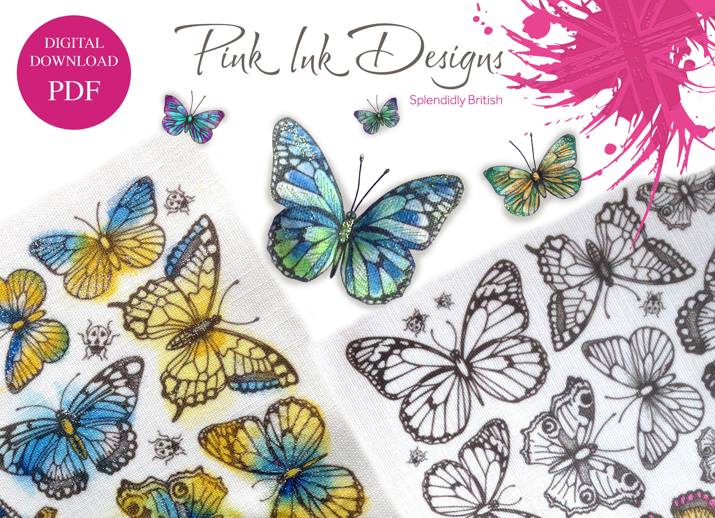 Butterfly pdf, download pattern from PinkInkPatterns on Etsy Studio