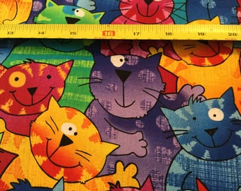 Timeless Treasure Rainbow Cats fabric by the half yard