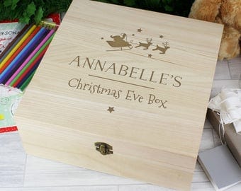Children Baby Personalised Christmas Eve Box Wooden Keepsake Xmas Eve Box for Boys & Girls