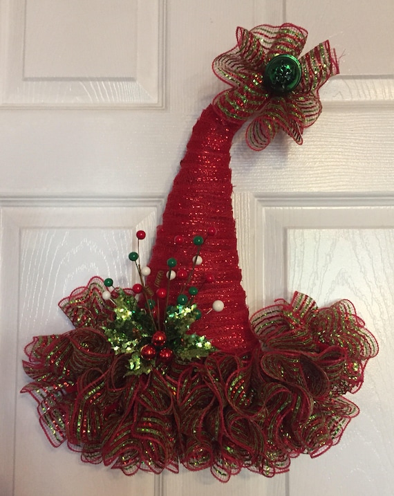 20 x 16 Christmas Deco Mesh Santa Hat Door