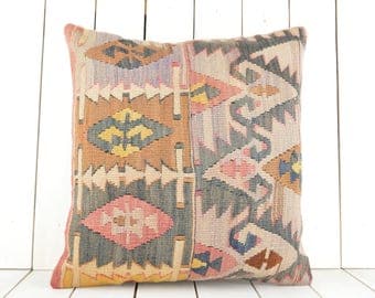 Turkish Kilim pillow, 20x20 inch, 50x50 cm kilim pillow cover, home decor, decorative throw pillow, turkish kilim pillow, home decor, pillow