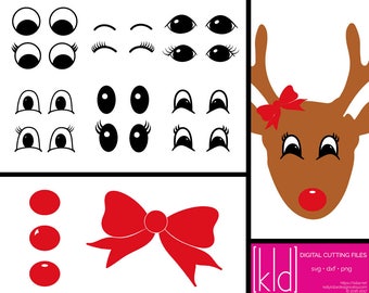 16 Santa Sack svg - Reindeer svg - Reindeer Eyes - Eye svg - Nose svg - Bow svg - Christmas svg - Nose svg - Bow svg